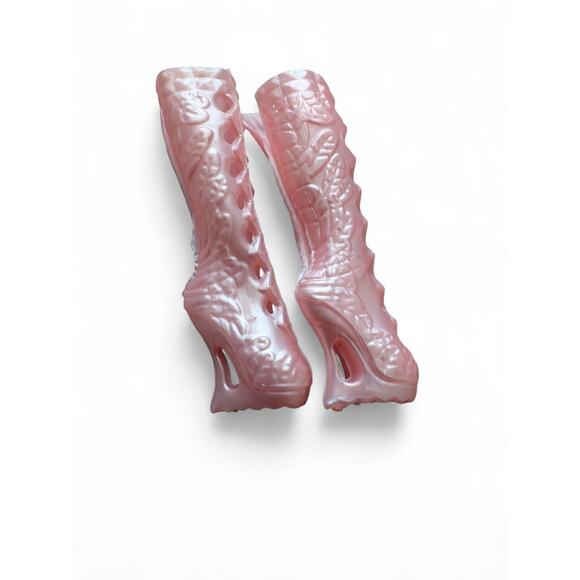 Pre-owned Clone Pink Boots Fits Monster High Dolls Wedge Heels - Picture 1 of 5